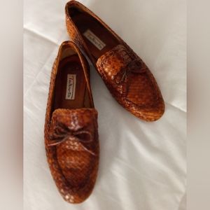 Vintage Talbots Women's  Brown Woven Leather Loafers Tassel Size 7